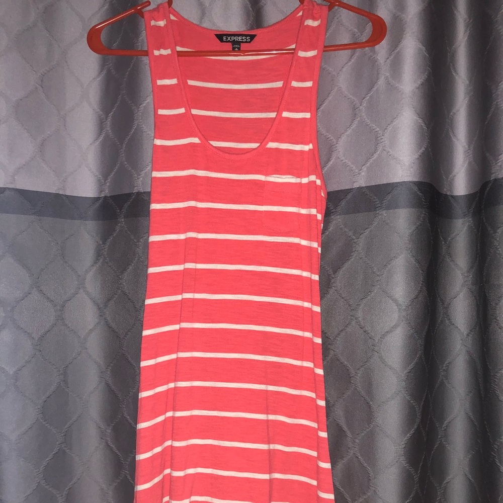Coral & tan striped dress from Express